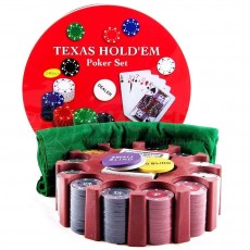 Набор для покера с сукном  Holdem Lite 240 фишек в барабане