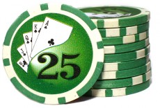 Фишки для покера Royal Flush с номиналом: 25 (матовые)