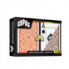 Игральные карты пластиковые Copag Elite Jumbo Index, оранжевые/коричневые, 2 колоды